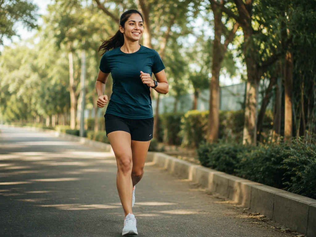 Representative Indian woman running outdoors
