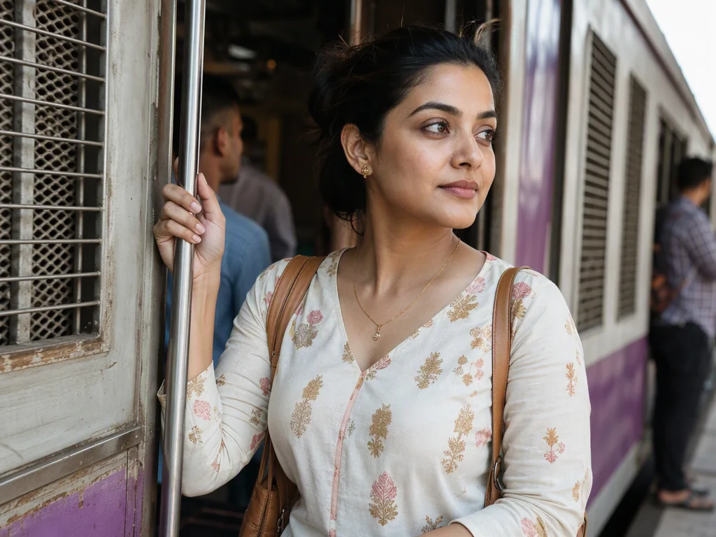 Representative Indian woman commuting in Mumbai